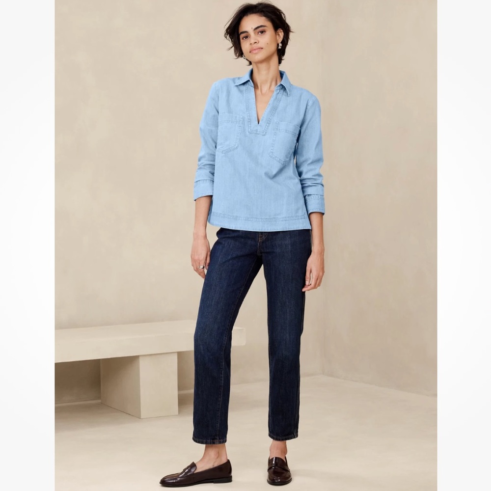 NWT Banana Republic Women’s DENIM BAND-HEM SHIRT